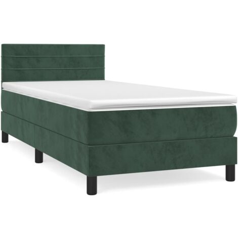 Sommier à lattes de lit et matelas Vert foncé 80x200 Velours