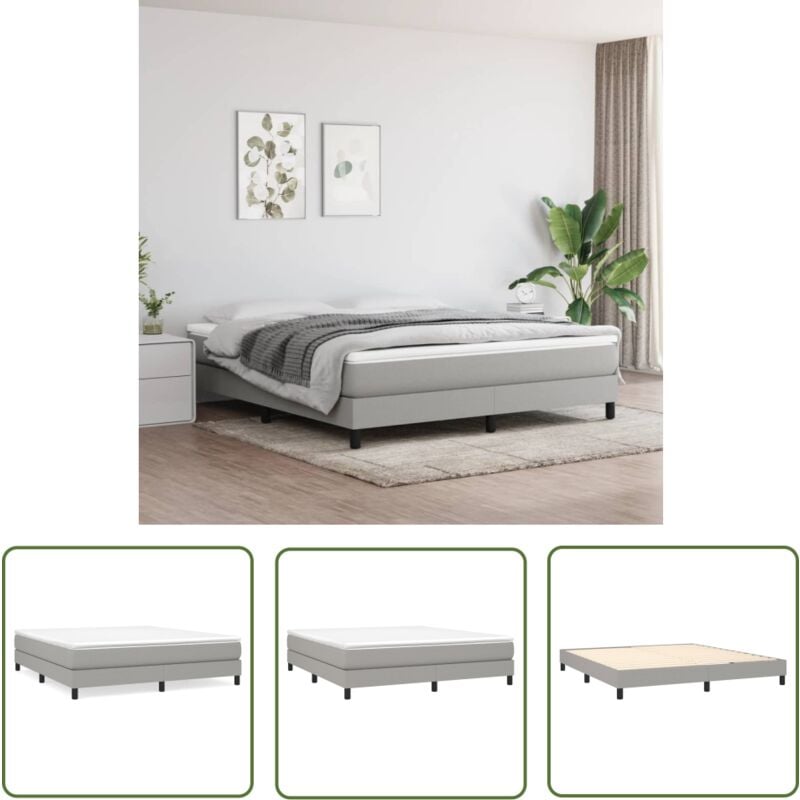 The Living Store Cadre de lit sans matelas gris clair 160x200 cm tissu - Cadre De Lit - Lit Double - Literie - Meuble Chambre - Meubles De Chambre