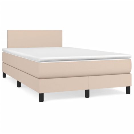 Sommier à lattes de lit matelas cappuccino 120x190 similicuir