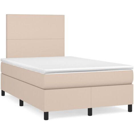 Sommier à lattes de lit matelas cappuccino 120x190 similicuir