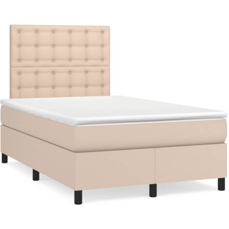 Sommier à lattes de lit matelas cappuccino 120x190cm similicuir vidaXL