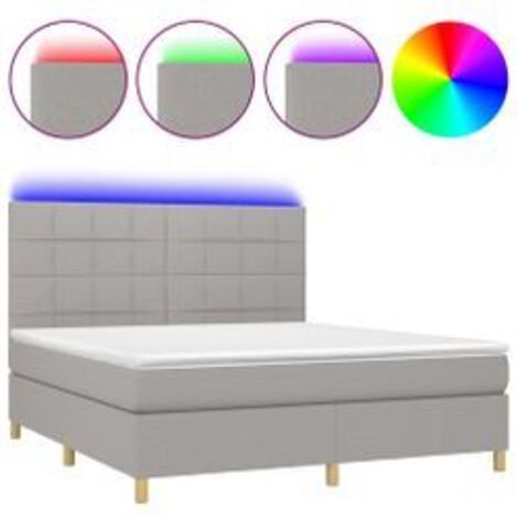Sommier à lattes de lit matelas et LED Gris clair 160x200