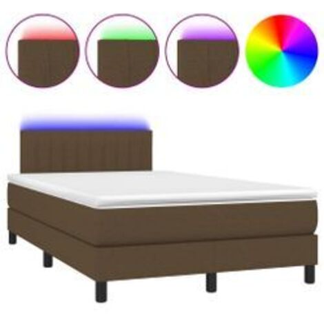 Sommier à lattes de lit matelas et LED Marron foncé 120x200