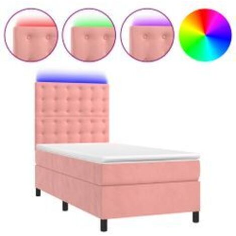 Sommier à lattes de lit matelas et LED Rose 80x200 Velours
