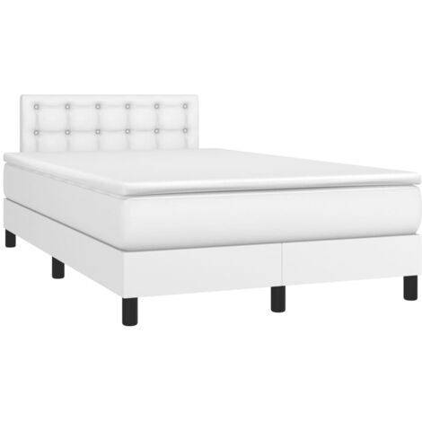 Sommier à lattes de lit matelas LED blanc 120x190 similicuir