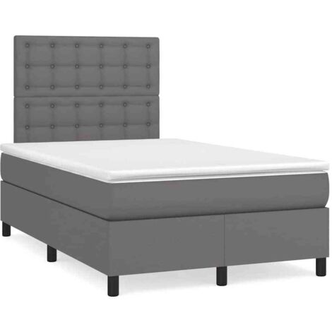 Sommier à lattes de lit matelas LED gris 120x190 cm similicuir vidaXL