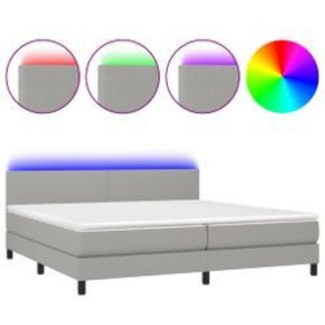 Sommier à lattes de lit matelas LED Gris clair 200x200 Tissu