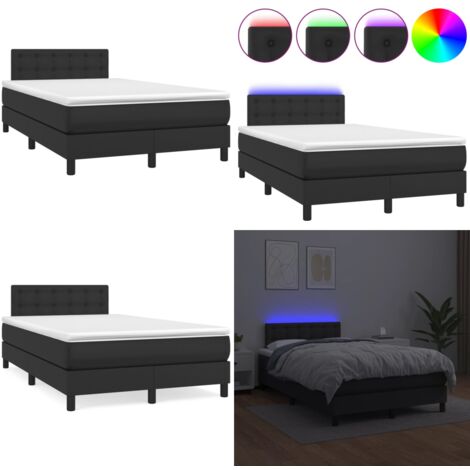 Sommier à lattes de lit matelas LED noir 120x190 cm similicuir - Lit Plateforme - Lit Design - Lit Moderne - Lit Avec Rangement - Tête De Lit Ajustable - Home & Living