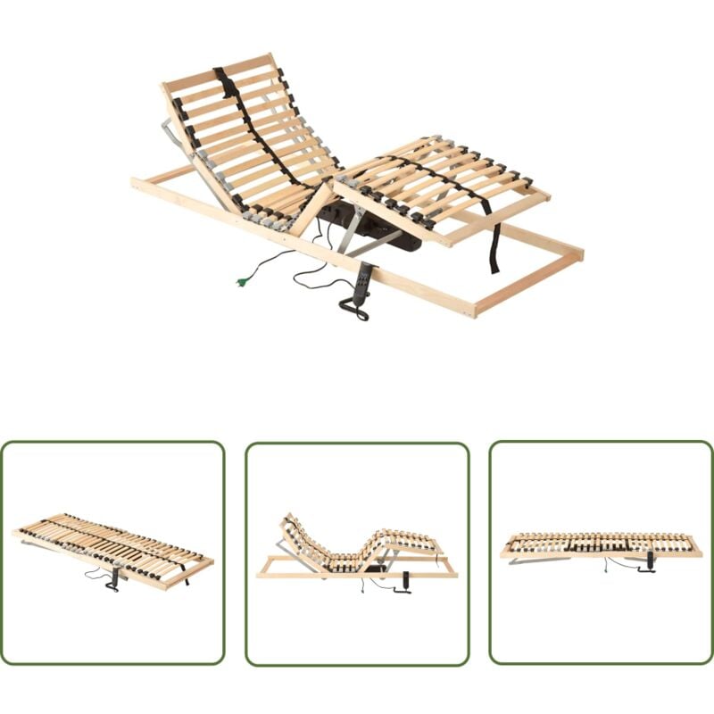 The Living Store Sommier à lattes électrique sans matelas avec 7 zones 70x200 cm - Sommier Électrique - Sommier à Lattes - Sommier Ajustable - Lit