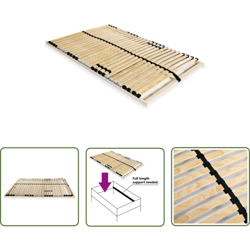 Jinlefu - The Living Store Sommier à lattes sans matelas avec 28 lattes 7 zones 120x200 cm - Sommier à Lattes - Sommier Plateforme - Lit Double