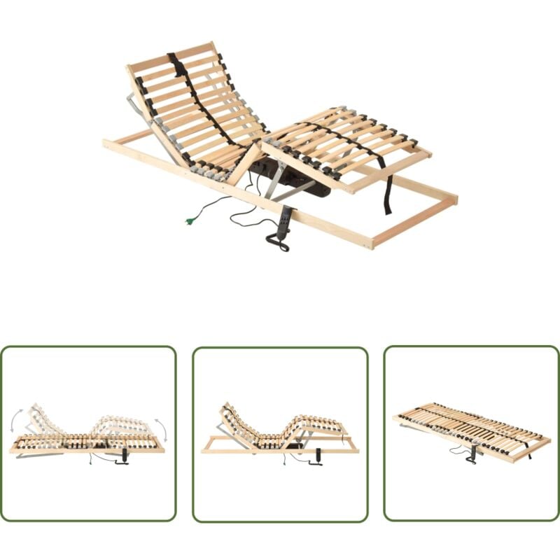The Living Store Sommier à lattes électrique sans matelas avec 7 zones 100x200cm - Sommier Électrique - Lit Électrique - Sommier À Lattes - Cadre À
