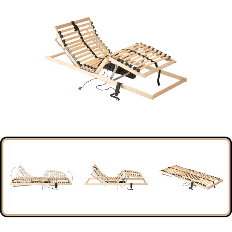 Sommier à lattes électrique sans matelas avec 7 zones 80x200 cm - Sommier Électrique - Lit Électrique - Sommier à Lattes - Sommier Ajustable