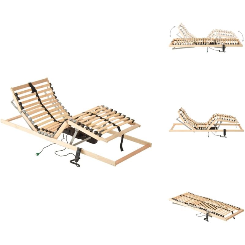 Sommier à lattes électrique sans matelas avec 7 zones 80x200 cm - Sommier Électrique - Lit Électrique - Sommier à Lattes - Sommier Ajustable