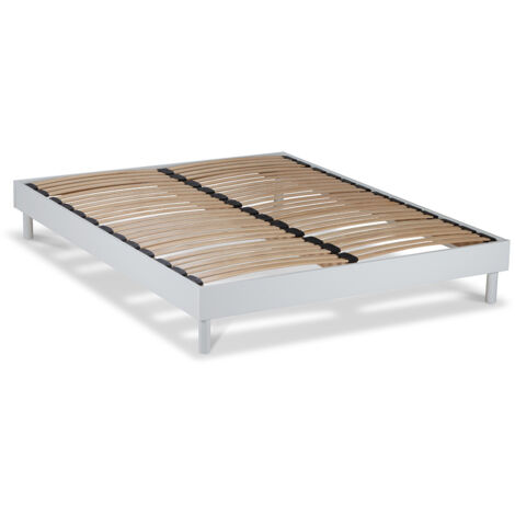 Sommier à lattes en kit – Bois MDF 140 x 190 cm – 4 zones de confort – Hauteur 30 cm – Compatible tous matelas – Maison Aubertin