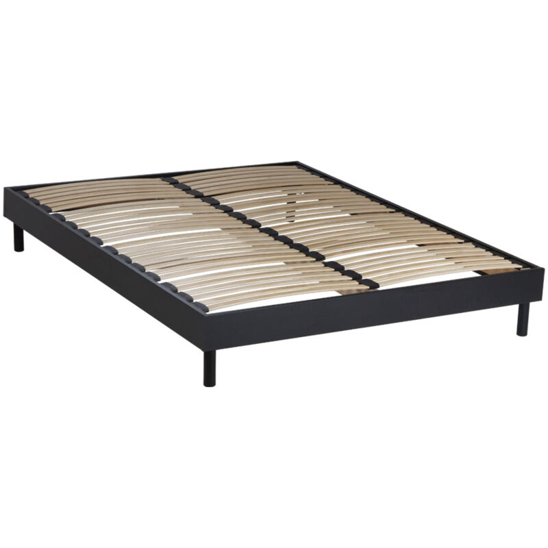 Maison Aubertin - Sommier à lattes en kit- Bois - Couleur noire 140x200 cm