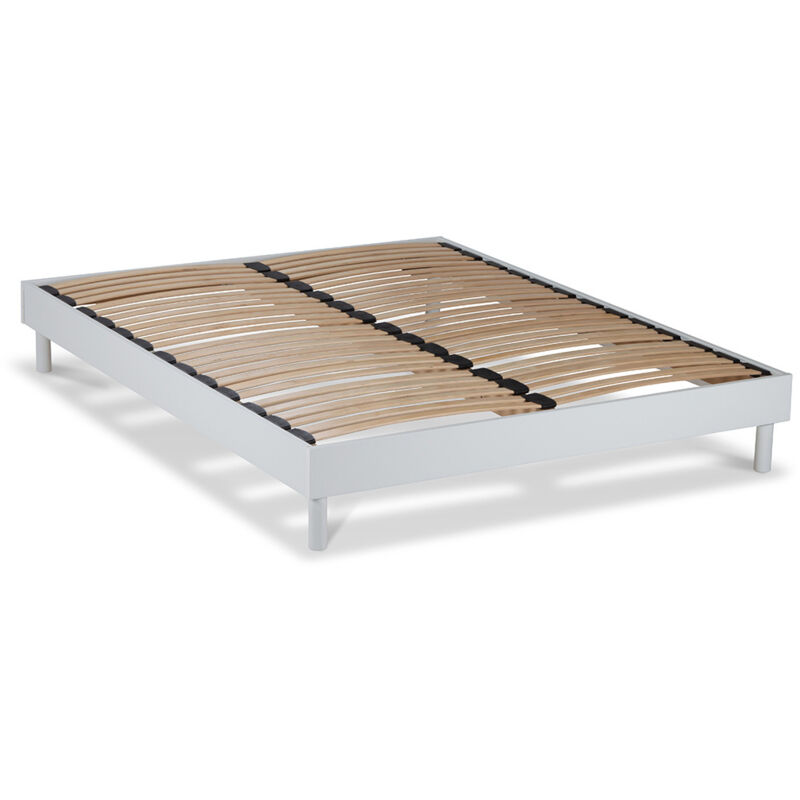 Maison Aubertin - Sommier à lattes en kit- Bois - Couleur blanche 160x200 cm