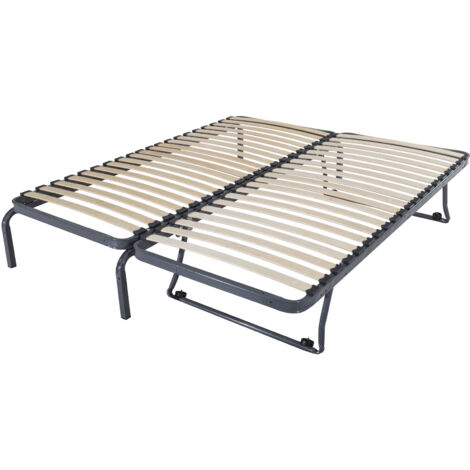 Sommier à lattes gigogne 2x90x190 cm gris foncé - GIGNA