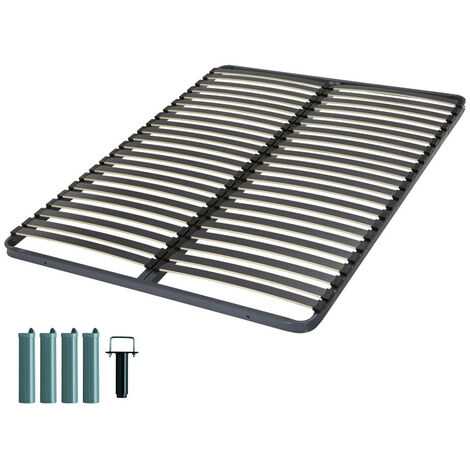 Sommier à lattes + pieds 140x190 C221 - 40 lattes bois - Fabrication française