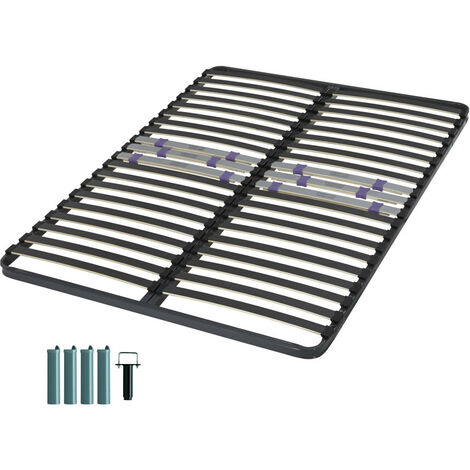 Sommier à lattes + pieds 140x190 C223 - 40 lattes bois - Fabrication française
