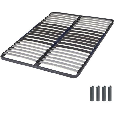 Sommier à lattes + pieds 140x190 C34 - 40 lattes bois - Fabrication française