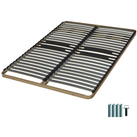 Sommier à lattes + pieds 140x200 C322 - 46 lattes bois - Fabrication française