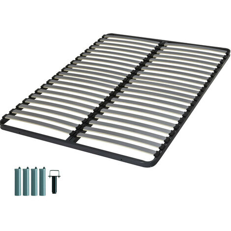 Sommier à lattes + pieds 160x200 C221 - 40 lattes bois - Fabrication française