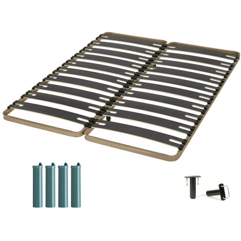 Sommier à lattes + pieds 2x80x200 C310 - 22 lates bois - Fabrication française