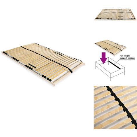 Sommier à lattes sans matelas avec 28 lattes 7 zones 100x200 cm - Sommier À Lattes - Sommier Bois - Lit Double - Cadre Lit - Support Matelas