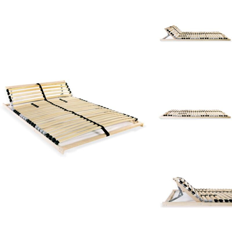 Sommier à lattes sans matelas avec 28 lattes 7 zones 140x200 cm - Sommier à Lattes - Lit Double - Cadre De Lit - Sommier Plateforme - Lit Confortable