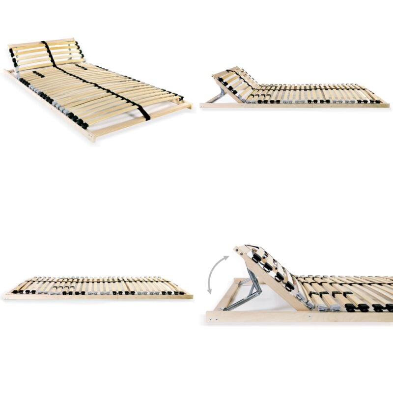 Sommier à lattes sans matelas avec 28 lattes 7 zones 90x200 cm - Sommier à Lattes - Lit Double - Cadre Lit - Support Matelas - Lit Confortable - Home