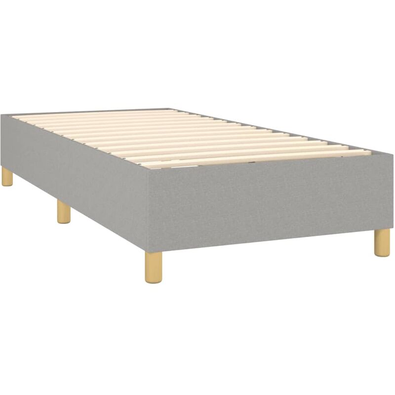 Décoshop26 - Sommier à lattes sur pieds cadre de lit 100x200 cm tissu gris clair TDL0207209