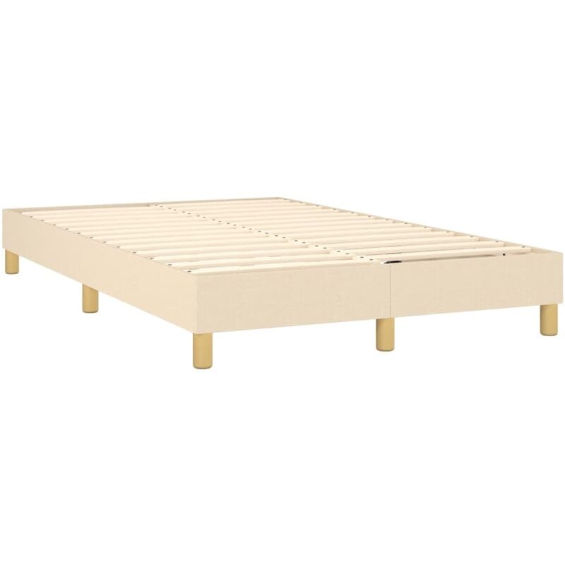 Décoshop26 - Sommier à lattes sur pieds cadre de lit 120x200 cm tissu crème TDL0207273