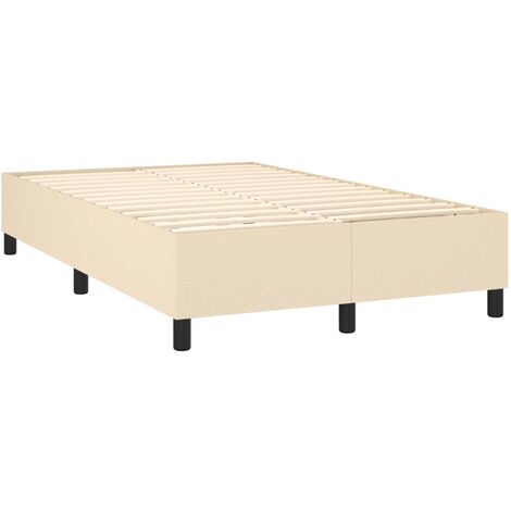 Sommier à lattes sur pieds cadre de lit 120x200 cm tissu crème TDL0207270