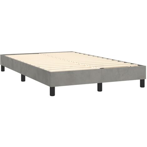 Sommier à lattes sur pieds cadre de lit 120x200 cm tissu velours gris clair TDL0207201