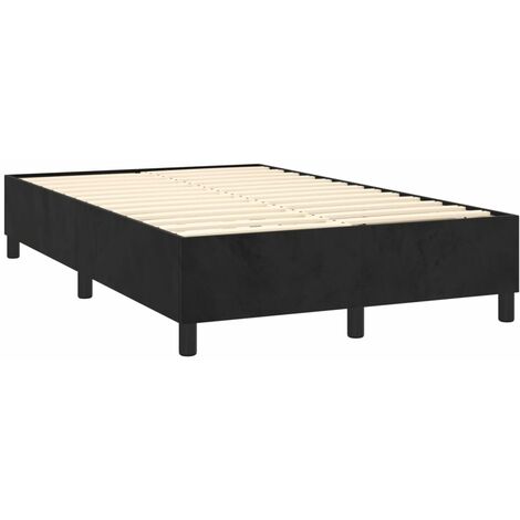 Sommier à lattes sur pieds cadre de lit 120x200 cm tissu velours noir TDL0207029