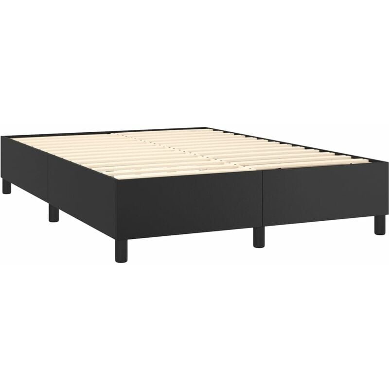 Décoshop26 - Sommier à lattes sur pieds cadre de lit 140x190 cm synthétique noir TDL0207026