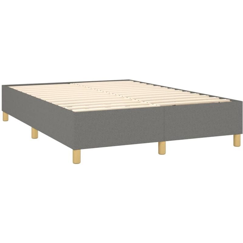 Sommier à lattes sur pieds cadre de lit 140x190 cm tissu gris foncé TDL0207138