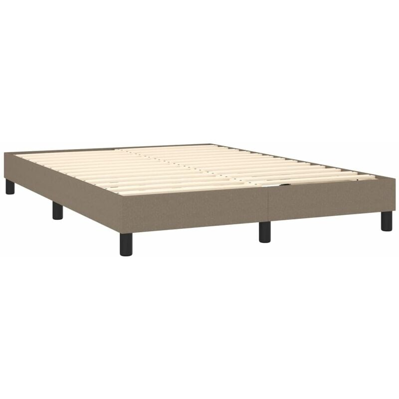 Sommier à lattes sur pieds cadre de lit 140x190 cm tissu taupe TDL0206937