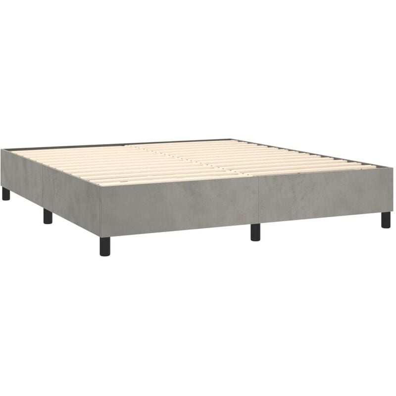 Décoshop26 - Sommier à lattes sur pieds cadre de lit 160x200 cm tissu velours gris clair TDL0207183
