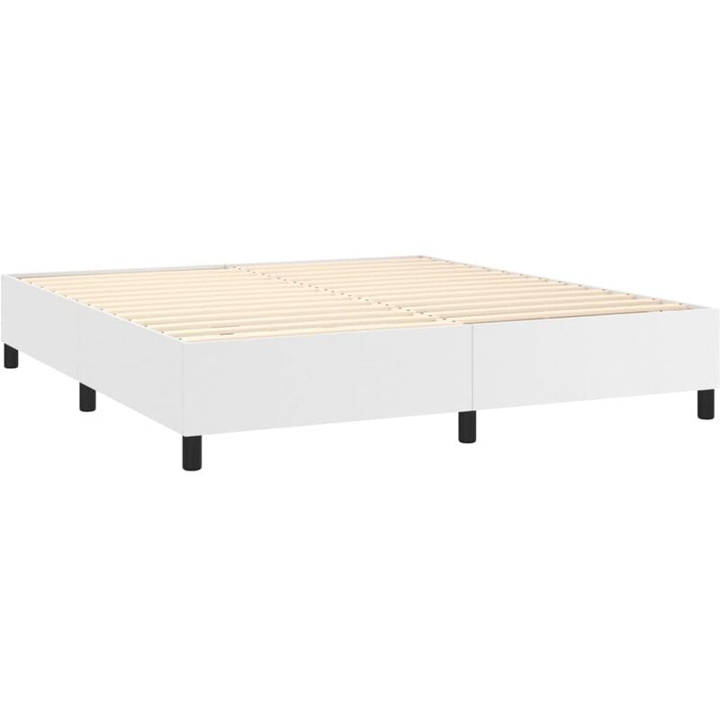Décoshop26 - Sommier à lattes sur pieds cadre de lit 180x200 cm synthétique blanc TDL0207359
