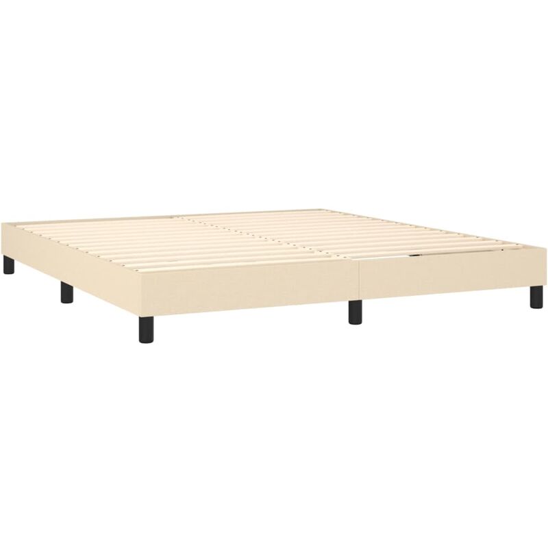 Décoshop26 - Sommier à lattes sur pieds cadre de lit 180x200 cm tissu crème TDL0207257