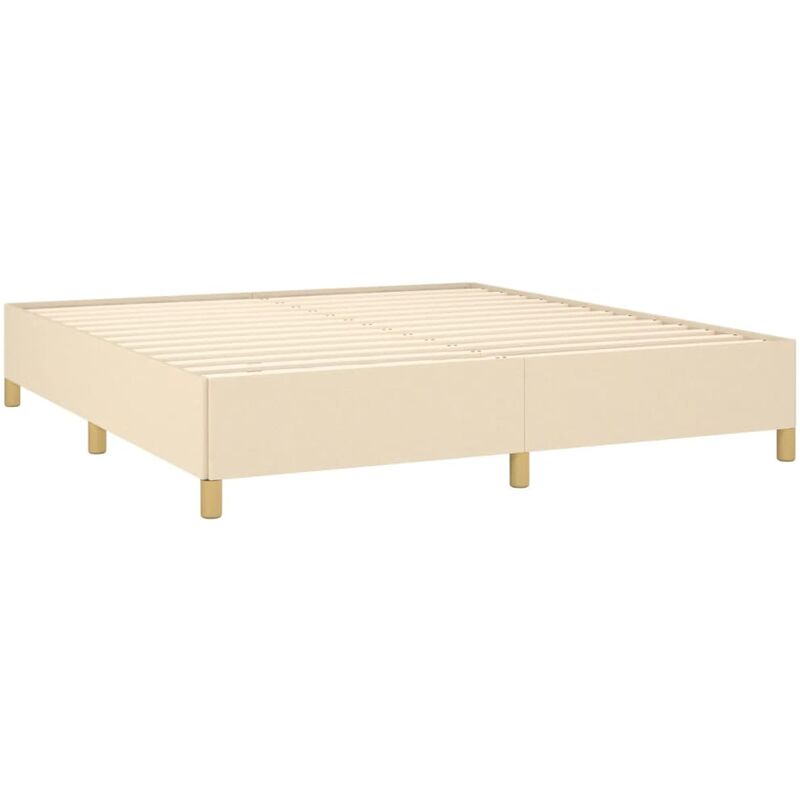 Décoshop26 - Sommier à lattes sur pieds cadre de lit 180x200 cm tissu crème TDL0207256