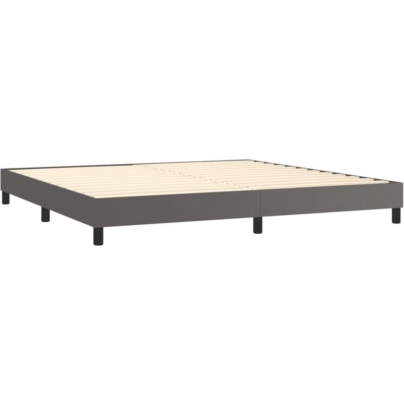 Décoshop26 - Sommier à lattes sur pieds cadre de lit 200x200 cm synthétique gris TDL0207220