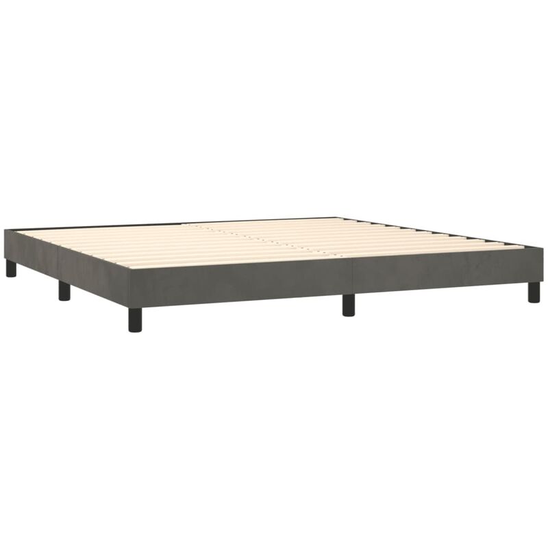 Sommier à lattes sur pieds cadre de lit 200x200 cm tissu gris foncé TDL0207112