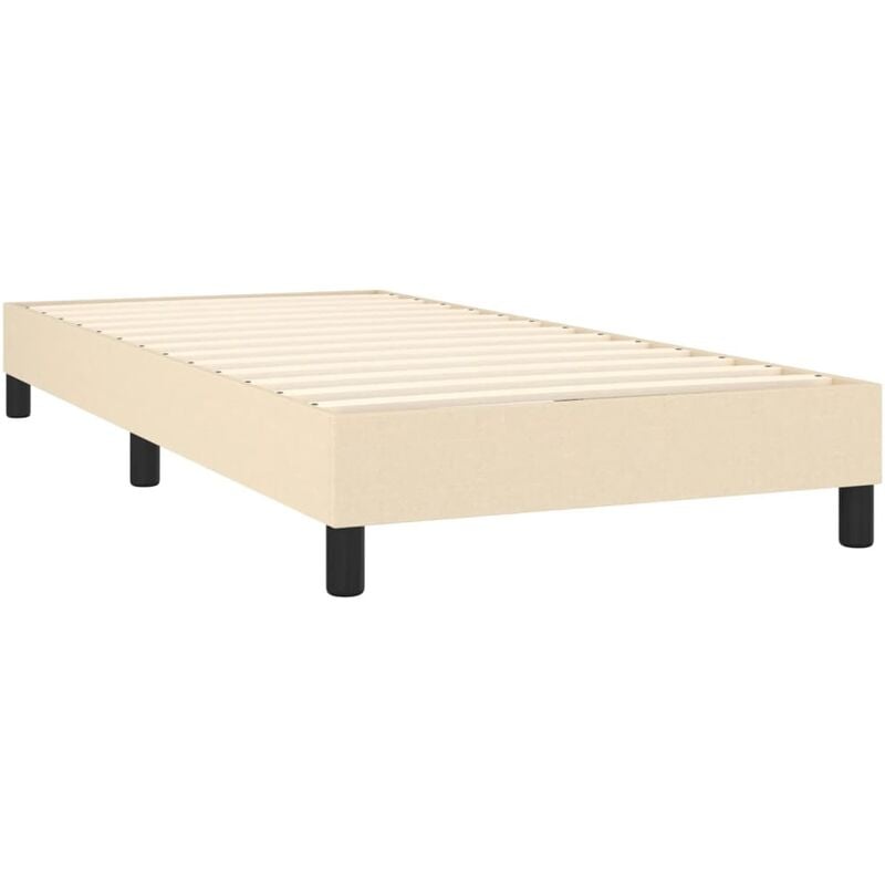 Sommier à lattes sur pieds cadre de lit 80x200 cm tissu crème TDL0207245