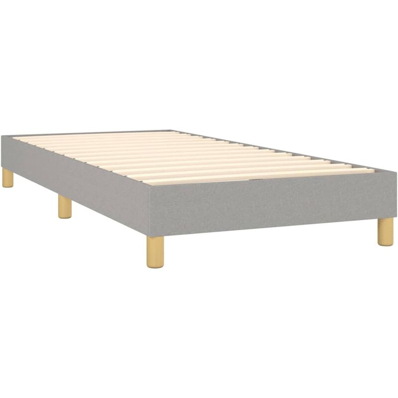 Décoshop26 - Sommier à lattes sur pieds cadre de lit 80x200 cm tissu gris clair TDL0207168