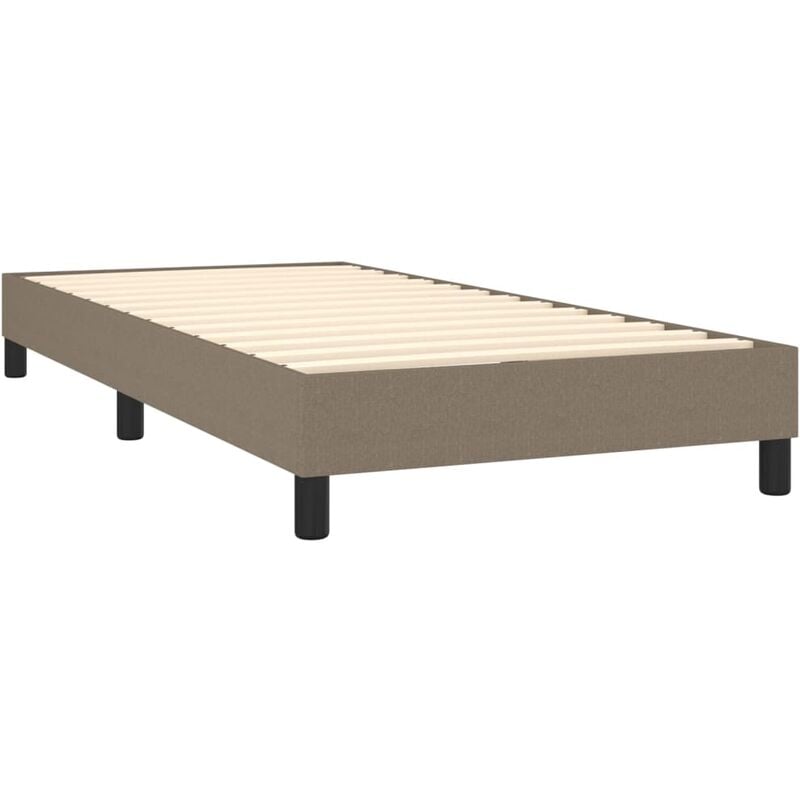 Décoshop26 - Sommier à lattes sur pieds cadre de lit 80x200 cm tissu taupe TDL0206922