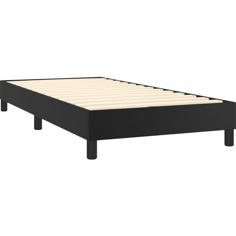 Décoshop26 - Sommier à lattes sur pieds cadre de lit 90x190 cm synthétique noir TDL0206979