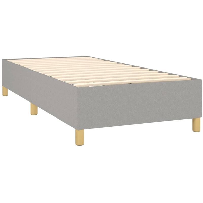 Sommier à lattes sur pieds cadre de lit 90x200 cm tissu gris clair TDL0207158