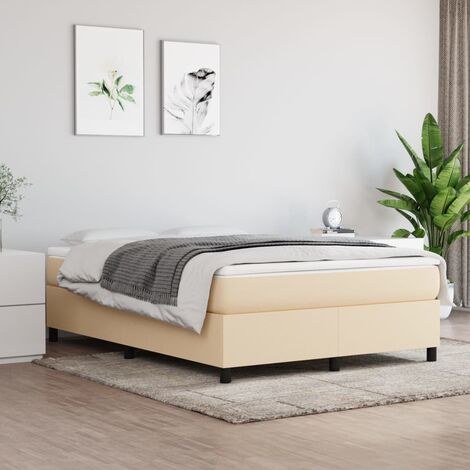 Sommier à ressorts de lit  Cadre à lattes pour Lit adulte Crème 140x200 cm Tissu FR34552